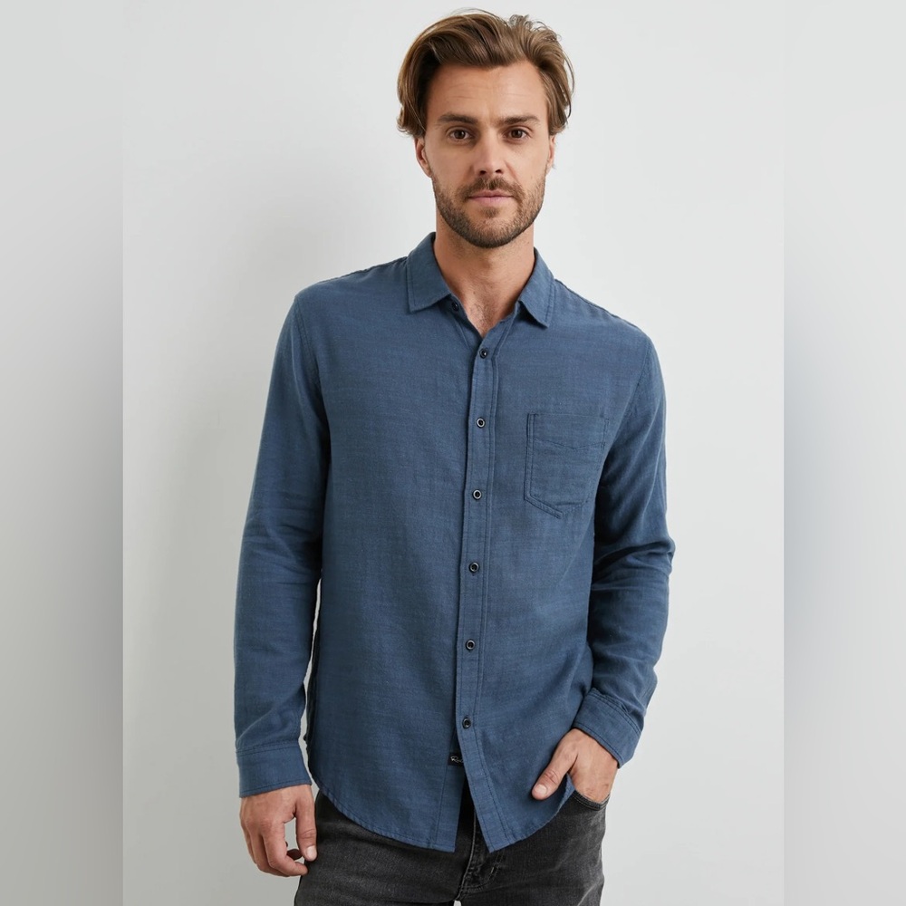 Rails Wyatt Button-Down Cotton Shirt Sea Blue‎ Size Large